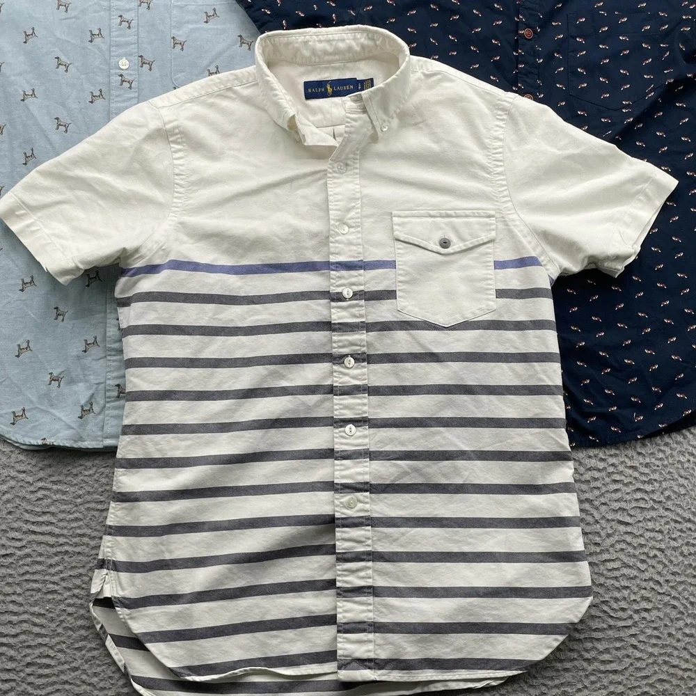 Ralph Lauren Denim & Flower Shirt Mens Lot 2 Small Casual Office Preppy Academia